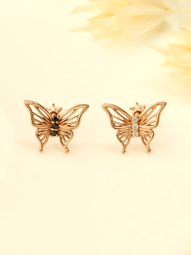 14K Gold Butterfly Point Cubic Cartilage Earring 18G16G