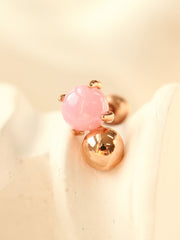 14K Gold Pink Opal Cartilage Earring 18G16G