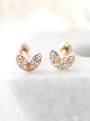 14K Gold Sprout Rook Piercing 18G16G
