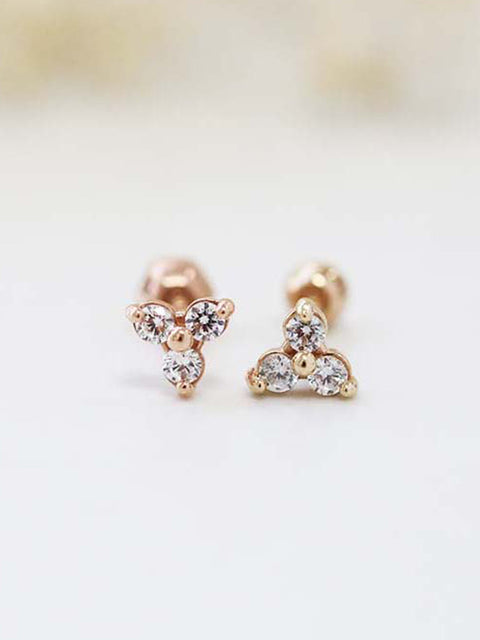 14K Gold Triple Cubic Cartilage earring 18G16G