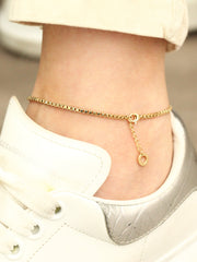 14K Gold Box Chain Anklet