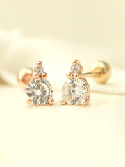 14K Gold Double Round Cubic Cartilage Earring 20G18G