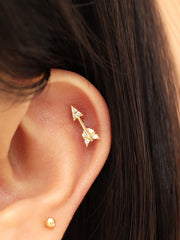 14K gold CUBIC ARROW cartilage earring 20g