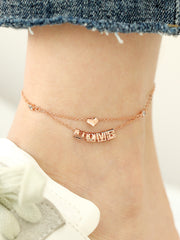 14K 18K Gold Love Heart Chain Anklet