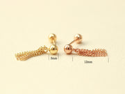 14K Gold Tassel Ball Cartilage Earring 20G