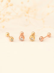 14K gold Cubic Ball cartilage earring 20g