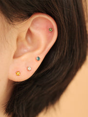 14K gold Rough Diamond cartilage earring 3mm 20g18g16g