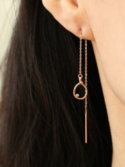 14K Gold Rope Cubic Threader Earring