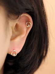 14K Gold Circle Cubic cartilage earring 20g