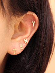 14K gold Plain Initial cartilage earring 20g