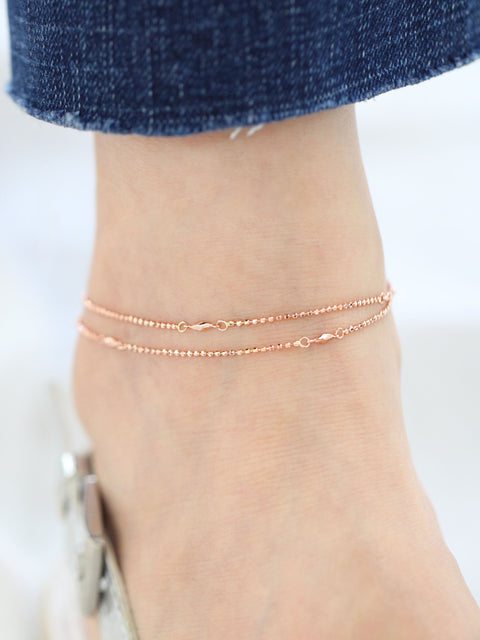 14K Gold Cutting Ball Layered Anklet