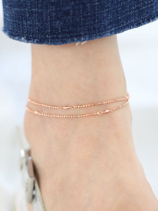 14K Gold Cutting Ball Layered Anklet
