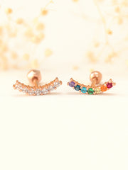 14K gold Rainbow cartilage earring 18g16g