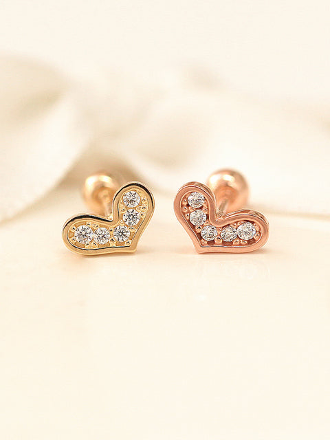 14K gold Lovely Heart cartilage earring 20g
