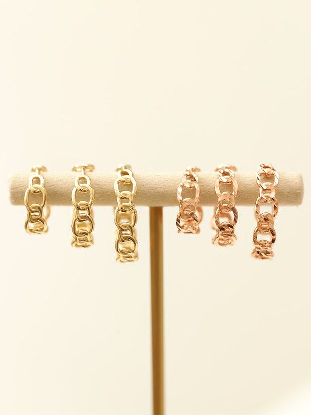 14K gold Bold Chain Cutting cartilage Hoop earring