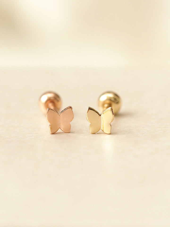 14K Gold Daily Mini Butterfly Cartilage Earring 20G18G16G