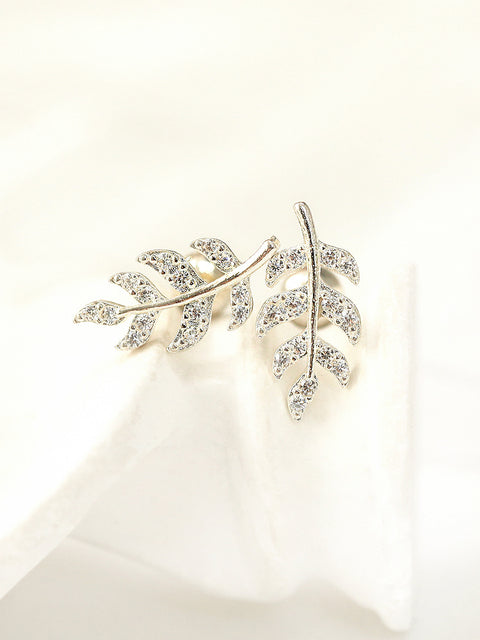 925 Silver Leaf Cubic cartilage earring 16g