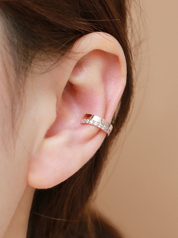 14K Gold Bold Cubic Ear Cuff