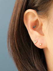 14K gold Bling Lovely Heart Cartilage Earring 20G