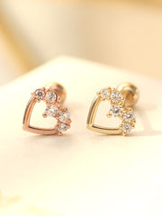 14K gold Heart Cubic cartilage earring 20g