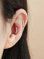 14K gold Curve Cubic Bar cartilage Earring 20g