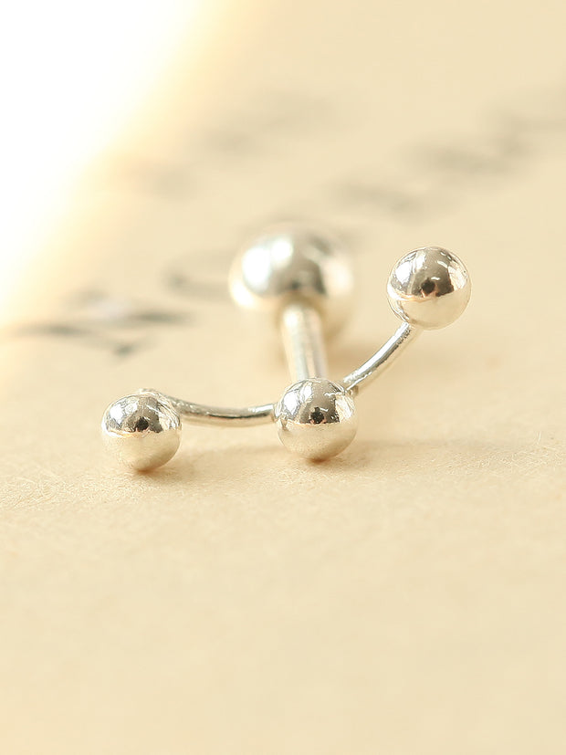 925 Silver triple Ball cartilage earring 16g