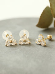14K gold Triangle Cubic Ball cartilage Earring 20g