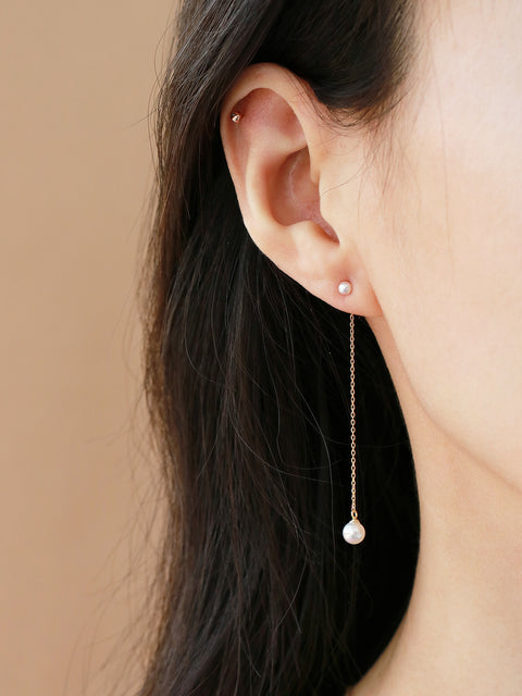 14K Gold Pearl Drop Earring