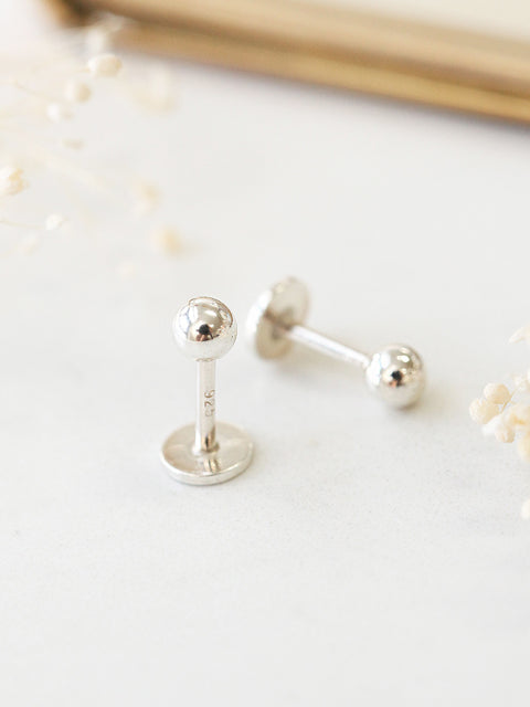 925 Silver Ball externally threaded LABRET piercing 16g