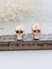 14K gold Skull Cubic Cartilage Earring 18G16G