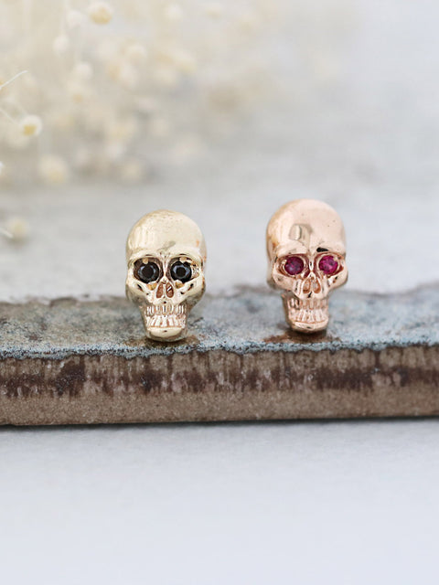 14K gold Skull Cubic Cartilage Earring 18G16G