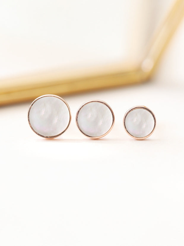 14K gold White Mother of Pearl Cartilage Earring 18G16G