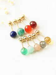 14K gold Natural Gemstone cartilage earring 20g