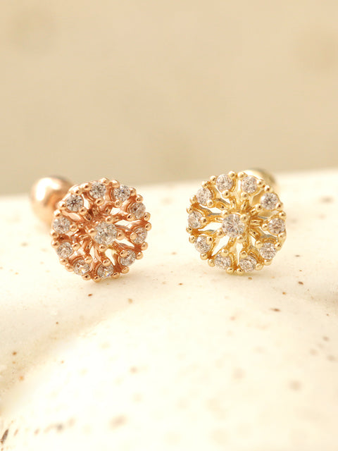 14K Gold Bling Snow Cubic Cartilage Earring 20G