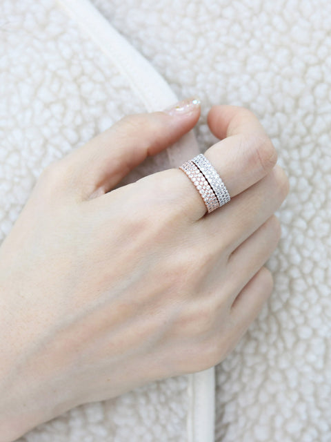 925 Silver Three Line Cubic Ring
