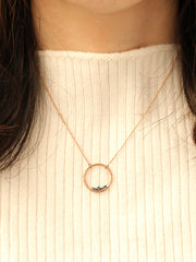 14K 18K Blue Diamond Circle Necklace