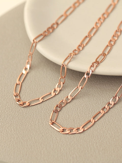 14K 18K Gold Flat Square Chain Necklace