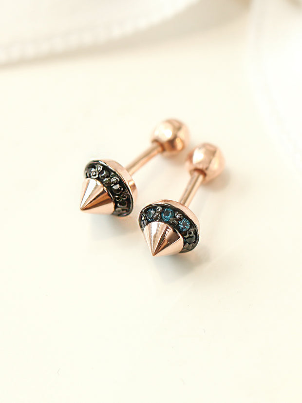 14K Gold Cubic Cone Cartilage Earring 18G16G