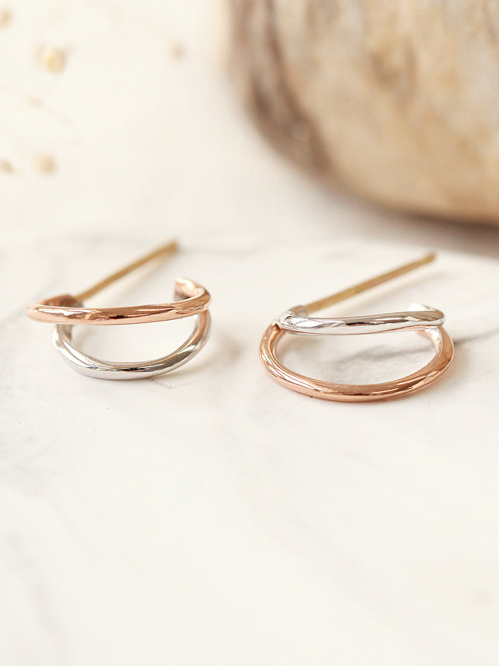 14K Gold 2 Line Circle Hoop Earring