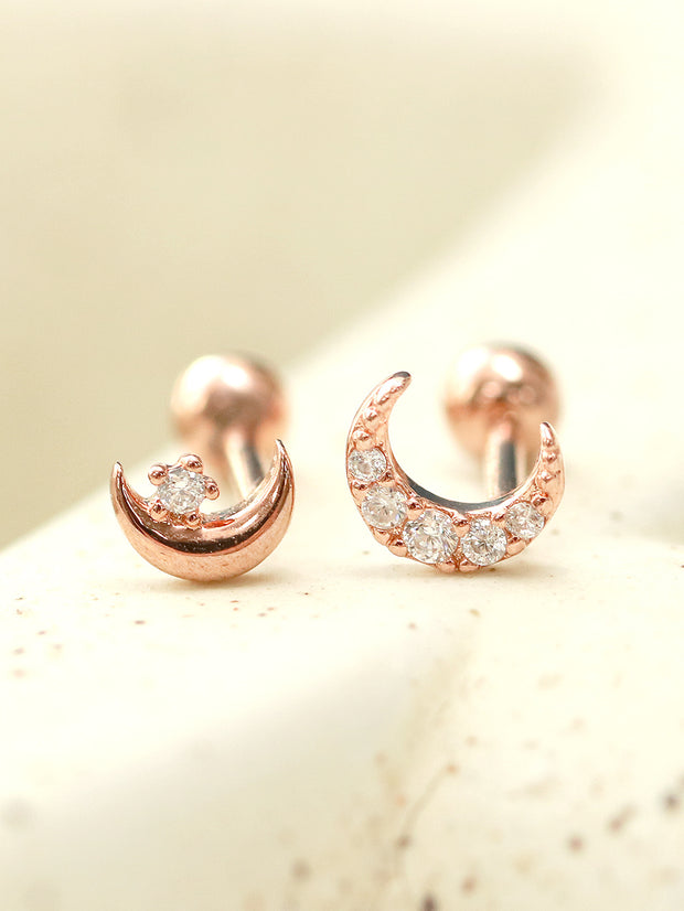925 Silver Cubic Moon Cartilage Earring 16G