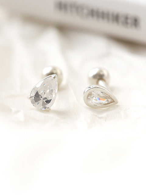 925 Silver Tear Drop Cubic cartilage earring 16g