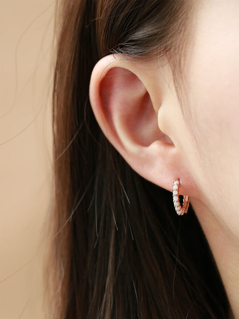 14K Gold Opal cartilage hoop earring