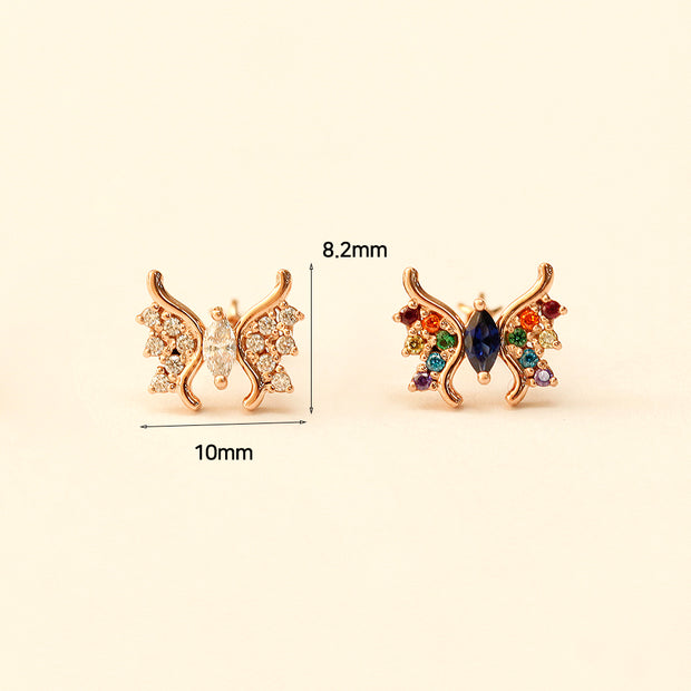 14K Gold Rainbow Butterfly Cartilage Earring 18G16G