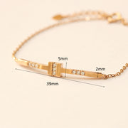14K 18K Gold CZ Volume Line Stick Bracelet