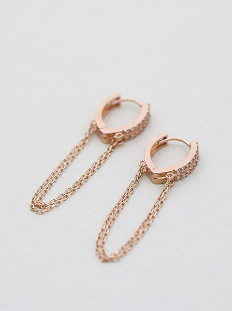 14K Gold layered chain Hoop Earring