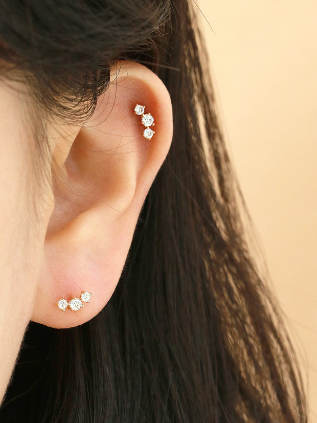 14K gold Cubic Curve cartilage earring 20g