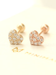 14K Gold Mini Volume Cubic Heart cartilage earring 20g