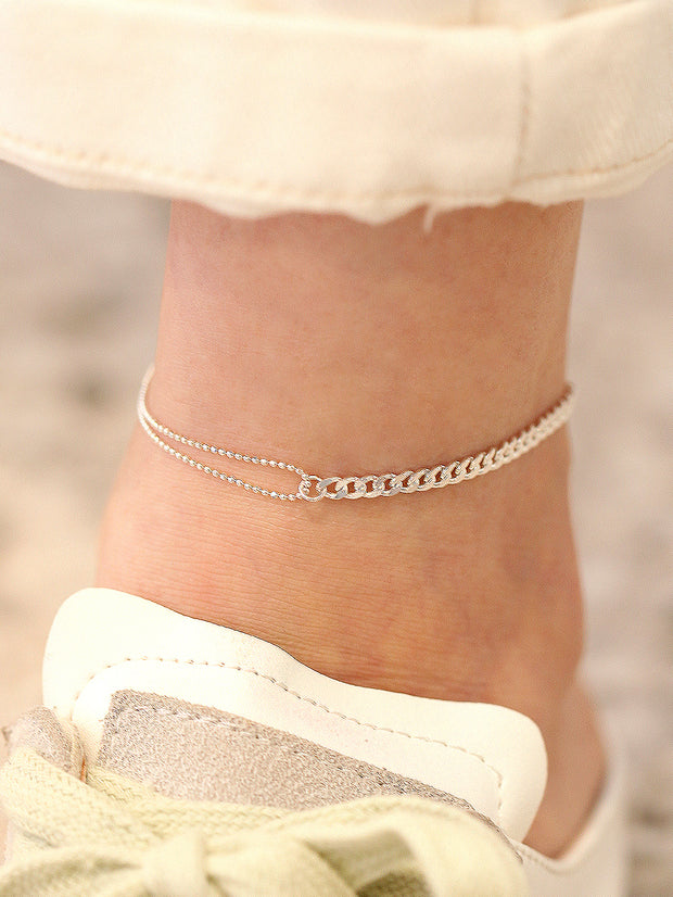 925 Silver 2 Balls Chain Anklet