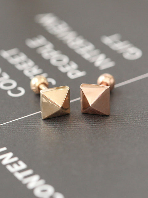 14K Gold Pyramid Cartilage Earring 18g16g