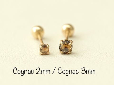 14K gold Rough Diamond cartilage earring 3mm 20g18g16g